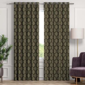 Khaki Grommet Eyelet Curtains In Living Room
