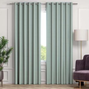 Light Green Grommet Eyelet Curtains In Living Room