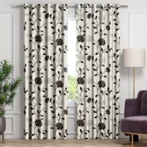 Off White Grommet Eyelet Curtains In Living Room