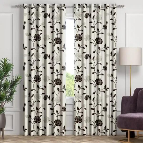 Off White Grommet Eyelet Curtains In Living Room