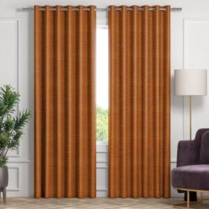 Orange Grommet Eyelet Curtains In Living Room