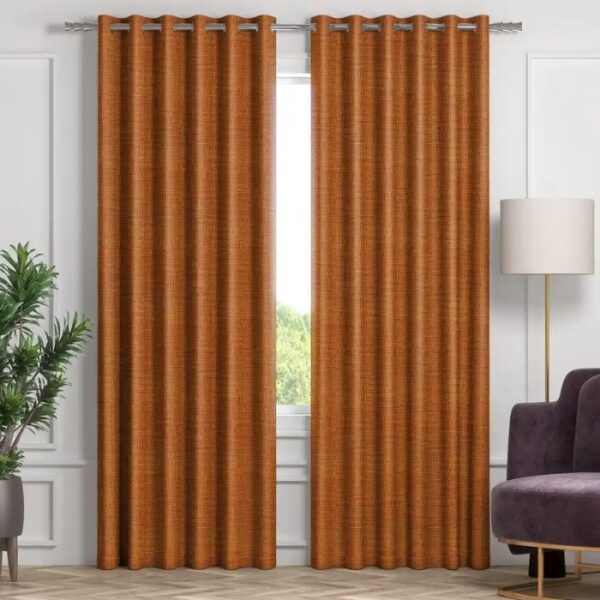 Orange Grommet Eyelet Curtains In Living Room