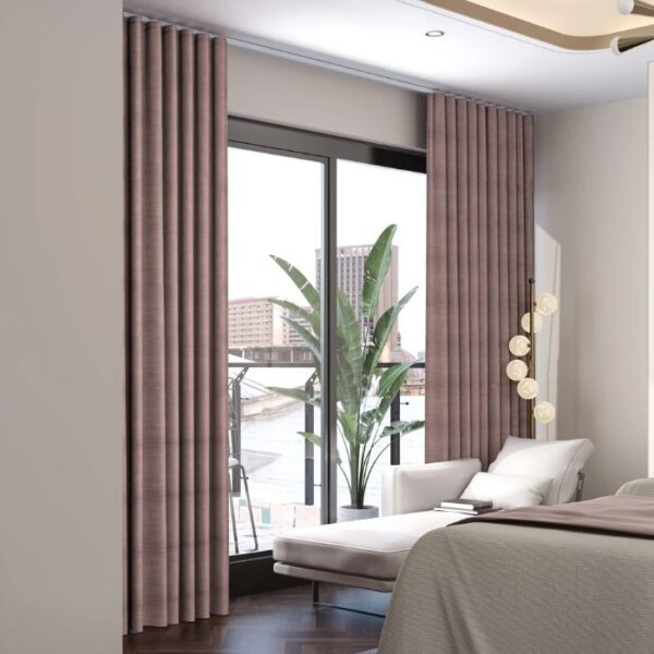 Purple Ripple Curtain In Living Room