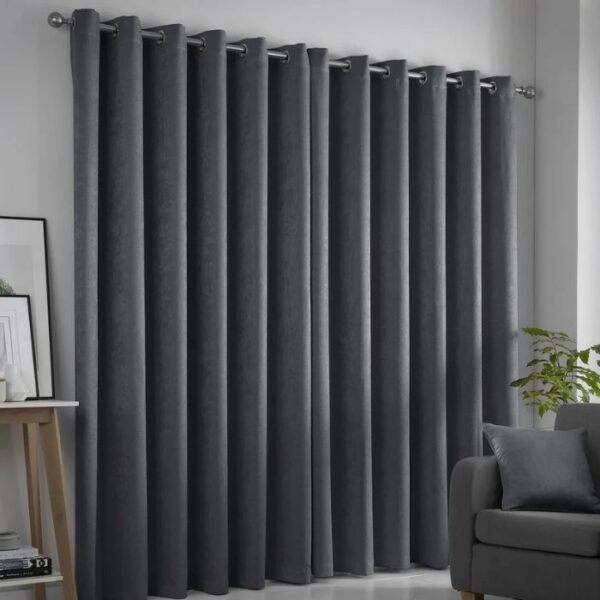 Eyelet Ring Detail on Charcoal Grey Curtains