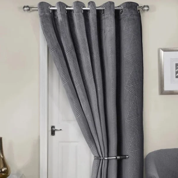 Midnight Charcoal Grey Velvet Eyelet Door Curtain
