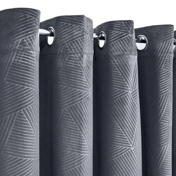 Midnight Charcoal Grey Velvet Eyelet Door Curtain image 1