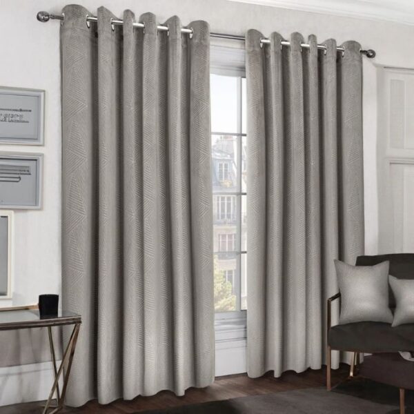Midnight Stone Embossed Velvet Blackout Eyelet Curtain
