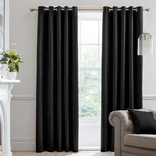Montrose Velvet Blackout Eyelet Curtains In Room