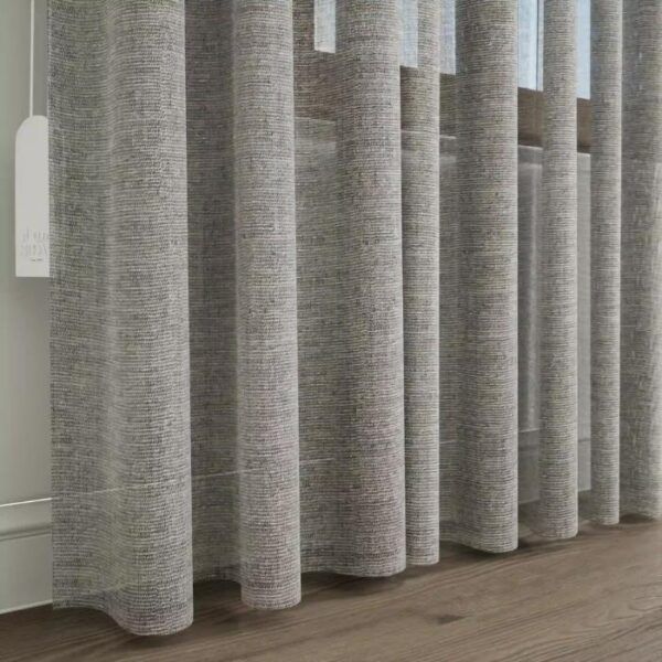 Morning Light Through Light Grey Sheer Pleat Curtains