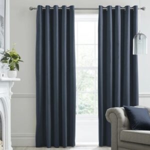 Navy Velvet Curtains In Living Room