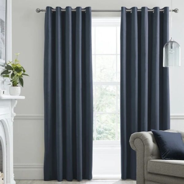 Navy Velvet Curtains In Living Room