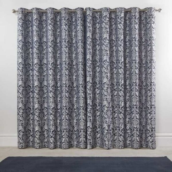 Eden Navy Curtains In Bedroom Filtering Daylight