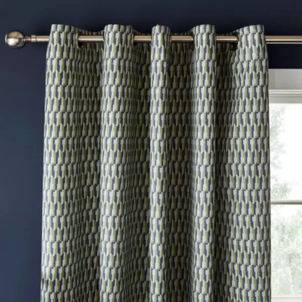 Nils Geometric Eyelet Curtains image 1