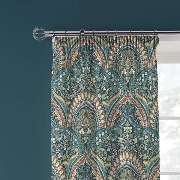 Palais Teal Pencil Pleat Curtains image (2)