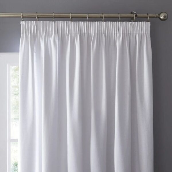 Dijon White Blackout Pencil Pleat Curtains - Image 2