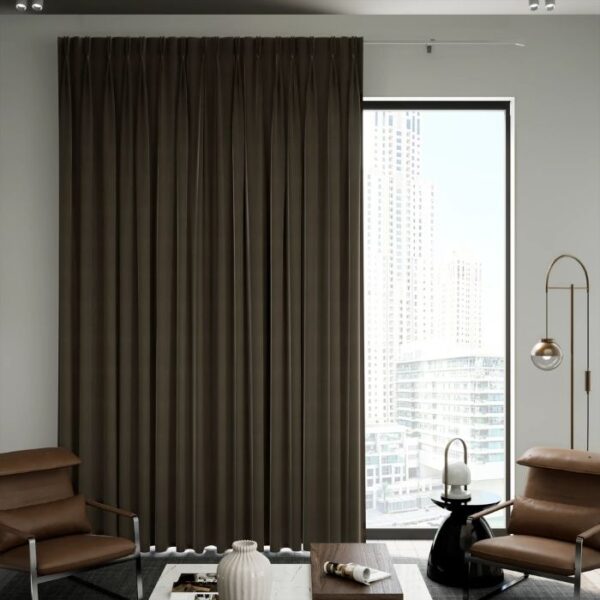 Pinch Pleat Curtain Brown
