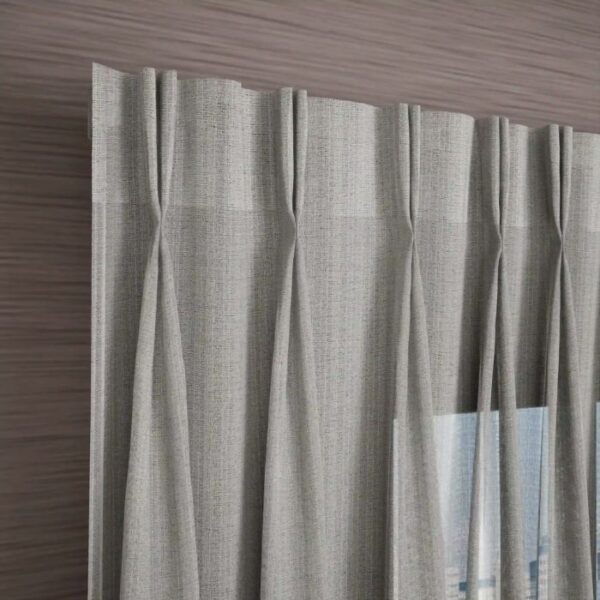 Pinch Pleat Detail On Beige Sheer Curtain