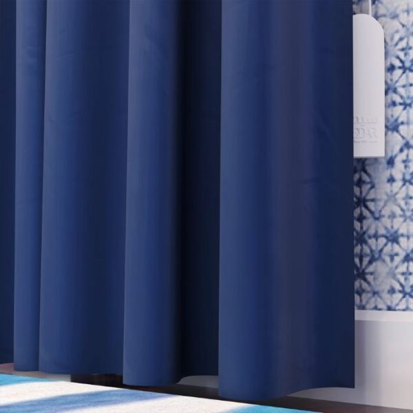 Pinch Pleat Detail On Blue Blackout Curtain