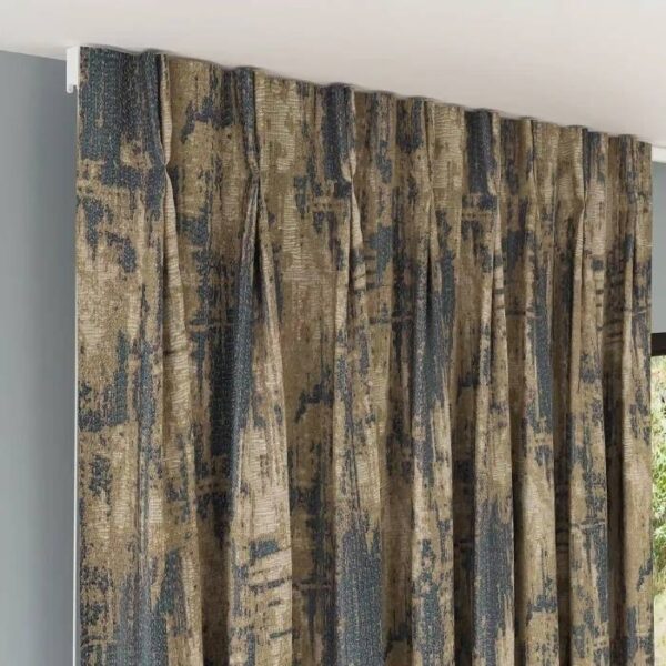 Pinch Pleat Detail On Blue Curtain