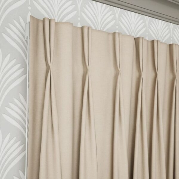 Pinch Pleat Detailing On Brown Curtain