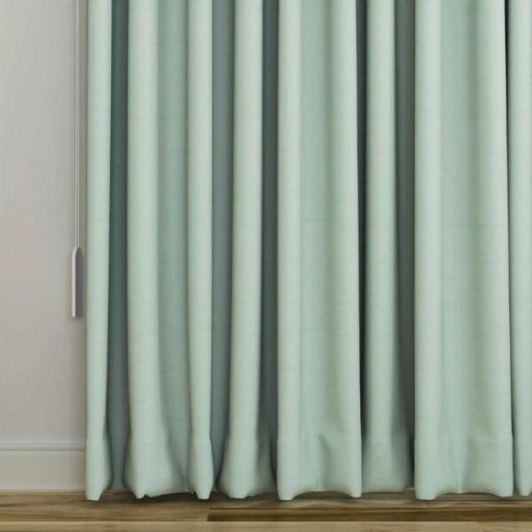 Pinch Pleat Detail On Light Green Blackout Curtain