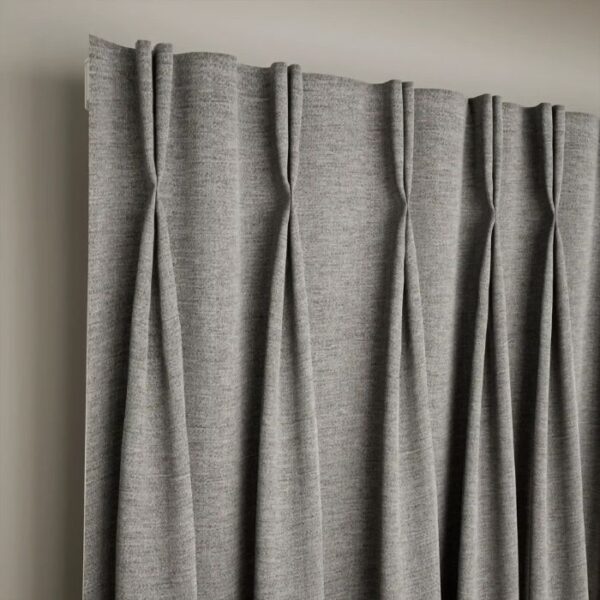Pinch Pleat Detail On Silver Curtain