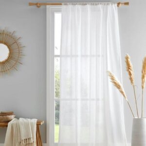 Kayla Eco Drift White Voile Curtains Hanging With Natural Light