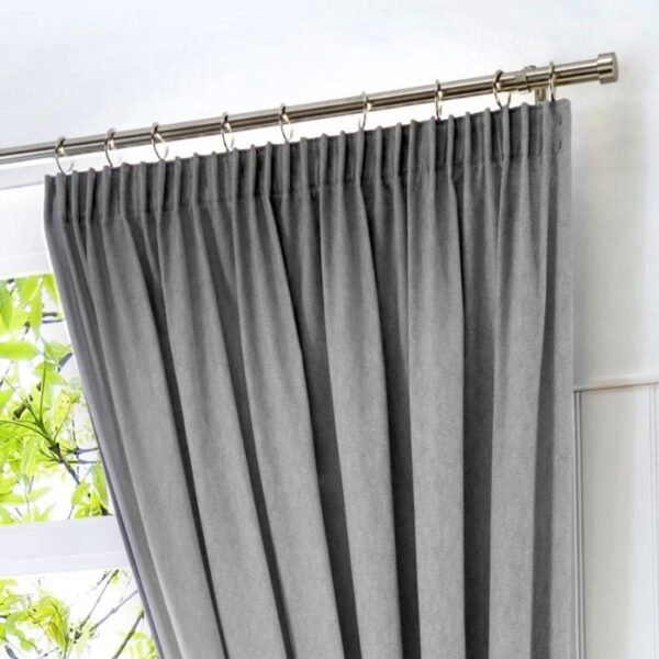 Dijon Silver Grey Blackout Pleat Curtains - Image 2