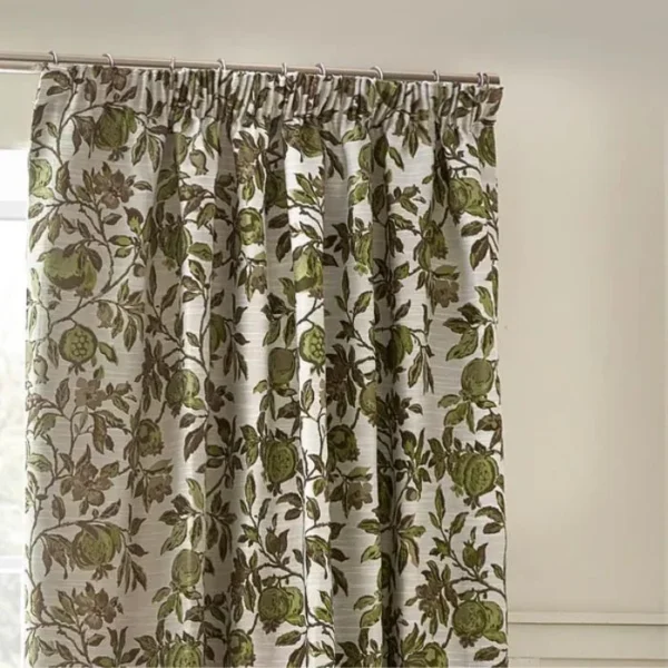 Pomegranate Green Pencil Pleat Curtains image 1