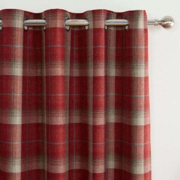 Tartan Check Pattern of Red Blackout Curtains