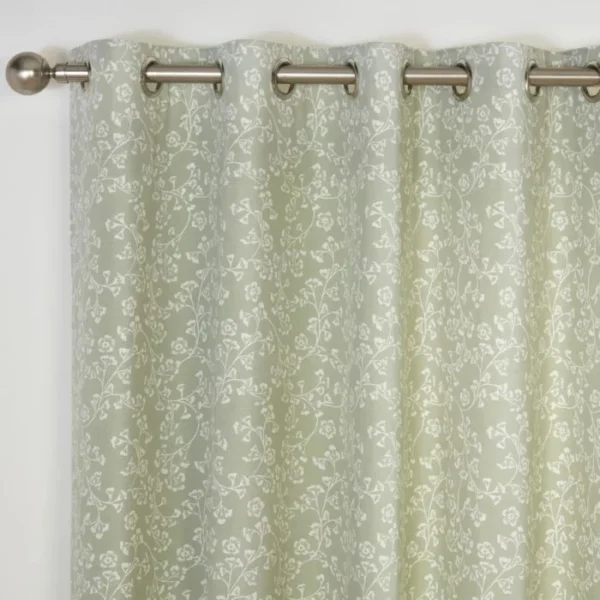 Sade Green Floral Eyelet Curtains - Image 2