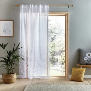 Scandi Floral Hidden Tab Top Voile Panel