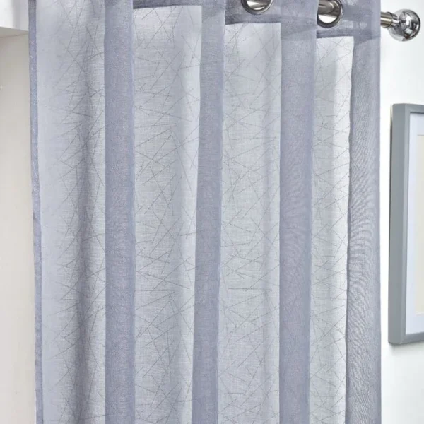 Silver Aries Eyelet Voile Curtain Panel image 1