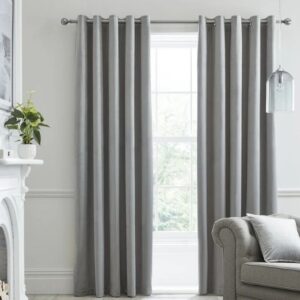 Montrose Silver Grey Velvet Blackout Curtains Hanging In Luxurious Bedroom