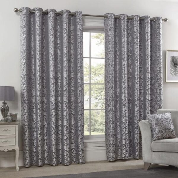 Eden Silver Lined Curtains Blocking Daylight In Bedroom