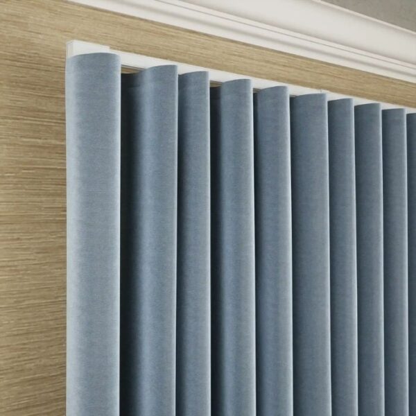 Fabric Texture Of Light Blue Fold Curtain