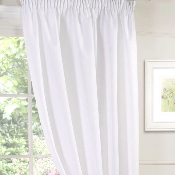 White Lined Pleat Voile Curtains - Image 2