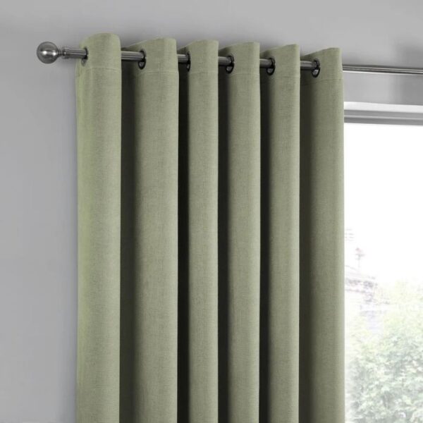 Strata Green Dim Out Eyelet Curtains - Image 2