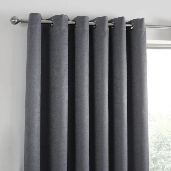 Close-Up of Charcoal Grey Curtain Fabric