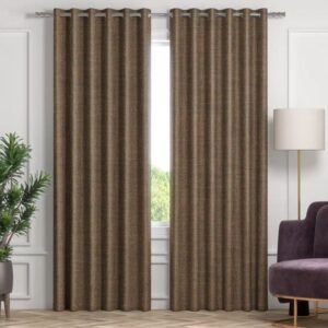 Elegant Brown Grommet Curtains Hanging in Living Room