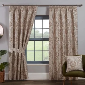 Tegola Latte Luxury Pencil Pleat Curtains