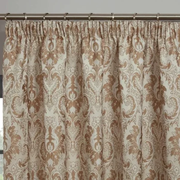 Tegola Latte Luxury Pencil Pleat Curtains - Image 2
