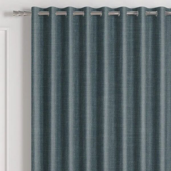 Close View of Light Blue Curtain Fabric Texture