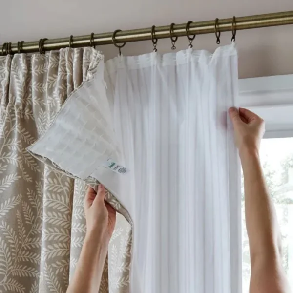 Twill Stripe Eyelet Curtain Linings image 1