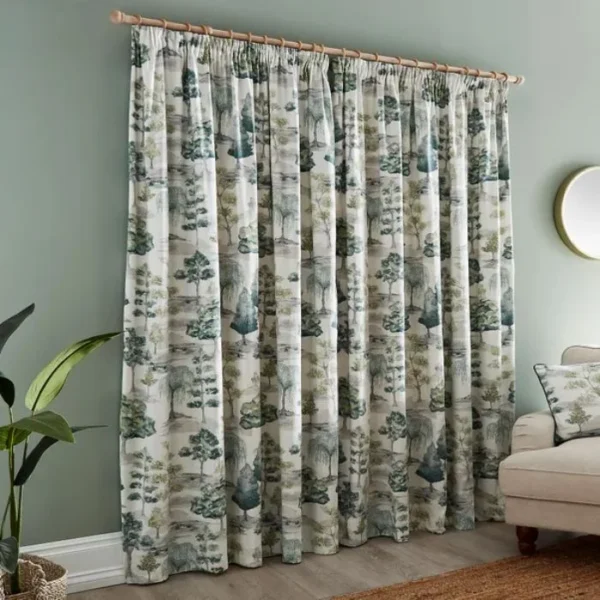 Watercolour Trees Pencil Pleat Curtains image 2