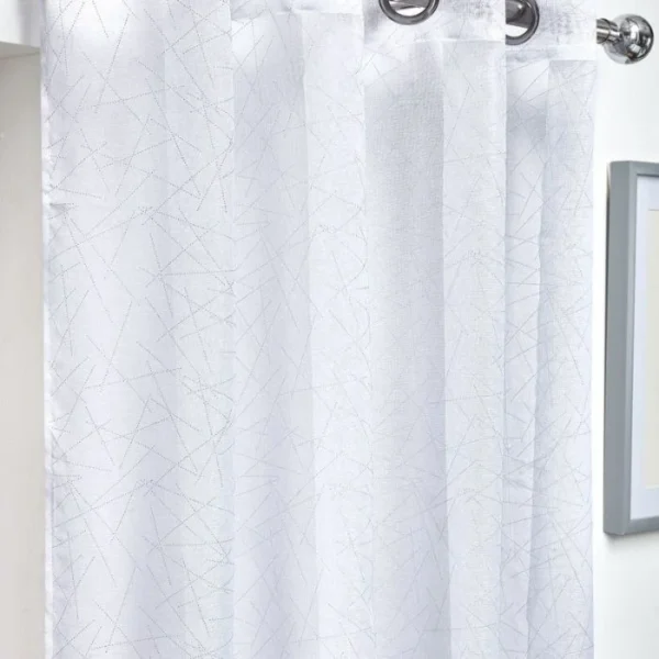 White Aries Eyelet Voile Curtain Panel - Image 2