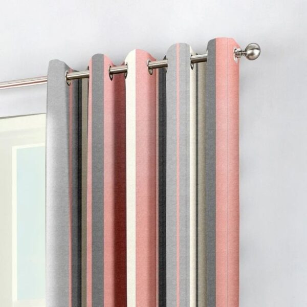Whiteworth Stripe Blush Pink Eyelet Curtains - Image 2