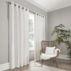 White Polka Dot Eyelet Curtains In Bright Room