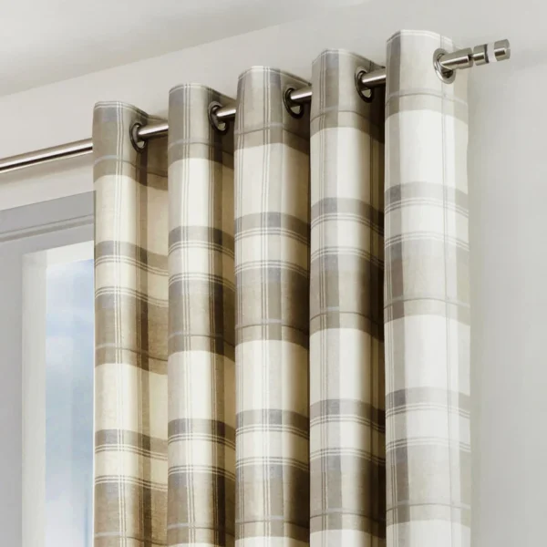 Balmoral Check Natural Eyelet Curtains - Image 2